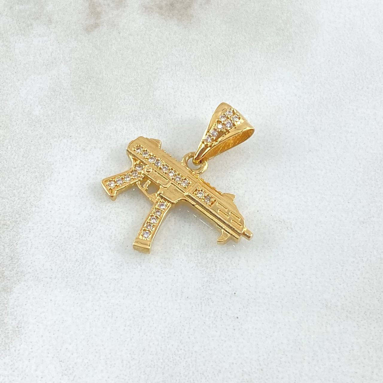 Dije Arma MP15 2.5gr / 2.4cm / Circones Blancos Oro Amarillo 18K ©
