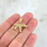 Dije Arma MP15 2.5gr / 2.4cm / Circones Blancos Oro Amarillo 18K ©