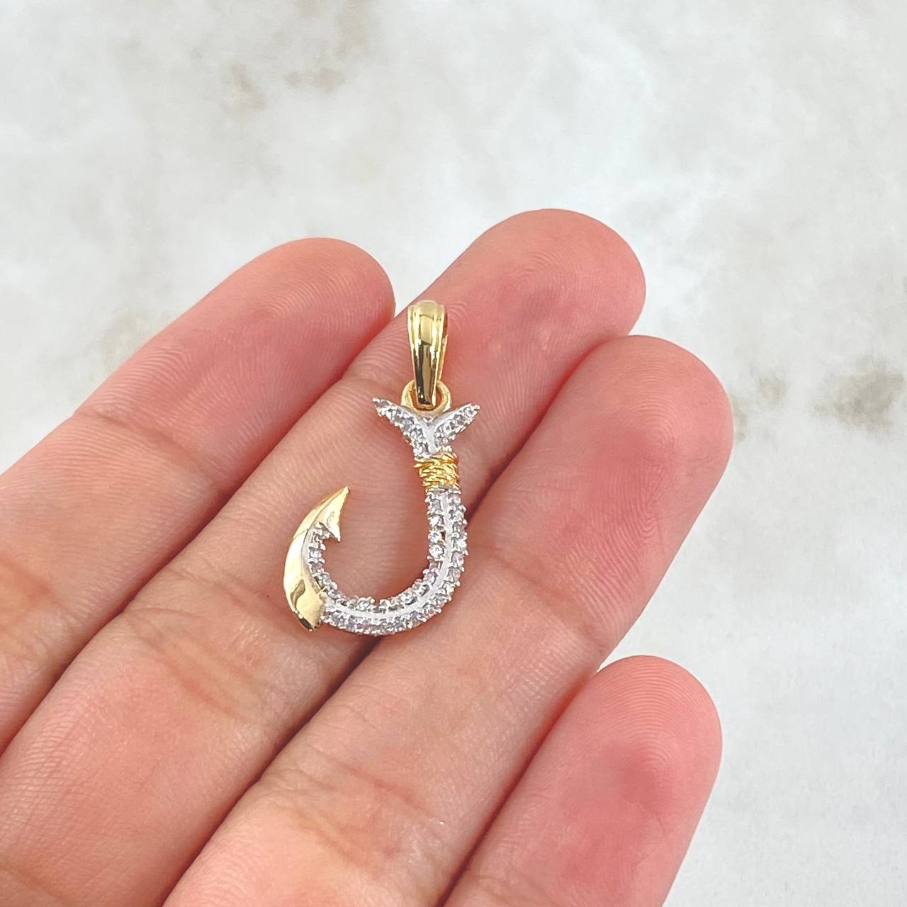 Pendant Hook 1.5gr / 2.8cm / White Zircons 18K Yellow Gold ©