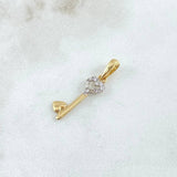 Pendant Key of Hearts 0.65gr / 2.7cm / White Zircons 18K Yellow Gold ©