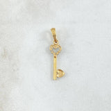 Pendant Key of Hearts 0.65gr / 2.7cm / White Zircons 18K Yellow Gold ©