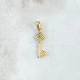 Pendant Hearts Key 0.75gr / 2.7cm / Green Zircons 18K Yellow Gold ©