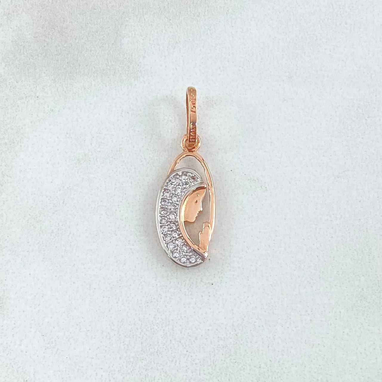 Dije Virgen Maria 1.2gr / 2.2cm / Silueta Ovalo Oro Rosa 18K ©