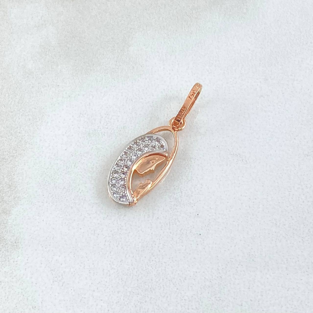 Dije Virgen Maria 1.2gr / 2.2cm / Silueta Ovalo Oro Rosa 18K ©