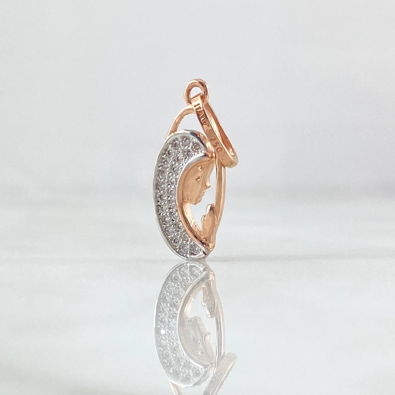 Dije Virgen Maria 1.2gr / 2.2cm / Silueta Ovalo Oro Rosa 18K ©