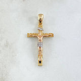 Pendant Wooden Christ Cross 4.2gr / 3.8cm / White Zircons Three 18K Golds ©