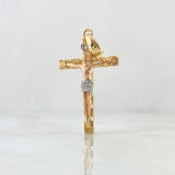 Pendant Wooden Christ Cross 4.2gr / 3.8cm / White Zircons Three 18K Golds ©