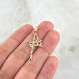 Dije Cruz Fé 1.3gr / 3.5cm / Circones Multicolor Oro Amarillo 18K ©