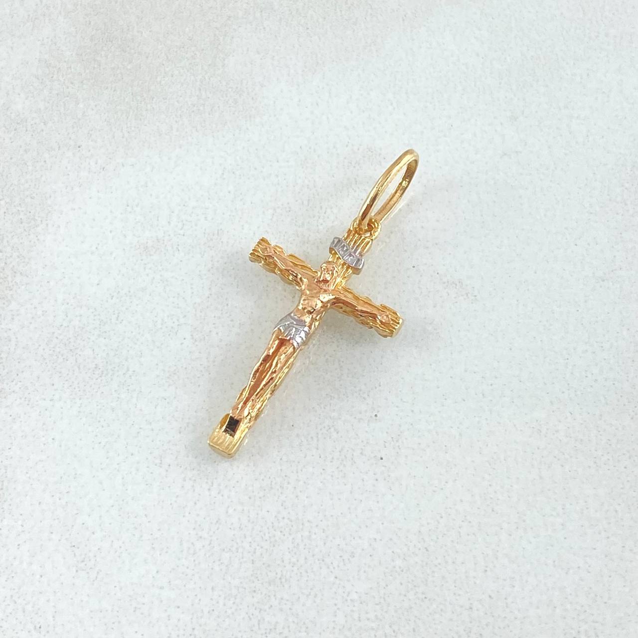 Dije Cruz Cristo de Madera 1.4gr / 2.7cm /  Tres Oros 18K ©
