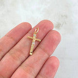 Dije Cruz Cristo de Madera 1.4gr / 2.7cm /  Tres Oros 18K ©