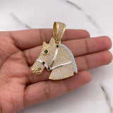 Pendant Horse 13.05gr / 4.5cm / Black and White Zircons Two 18K Yellow and White Gold $