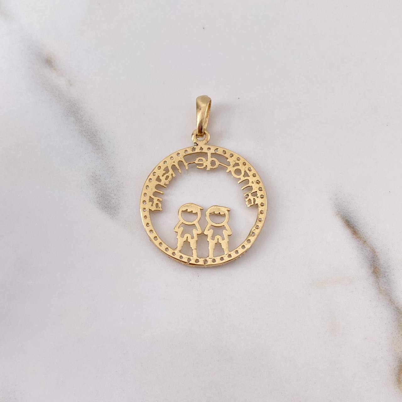 Pendant Mom's Love 2.35gr / 3.2cm / White Zircons 18K Yellow Gold $