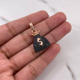 Pendant Money Bag 3.95gr / 2.7cm / Black Zircons Two-tone Black Rose 18K &