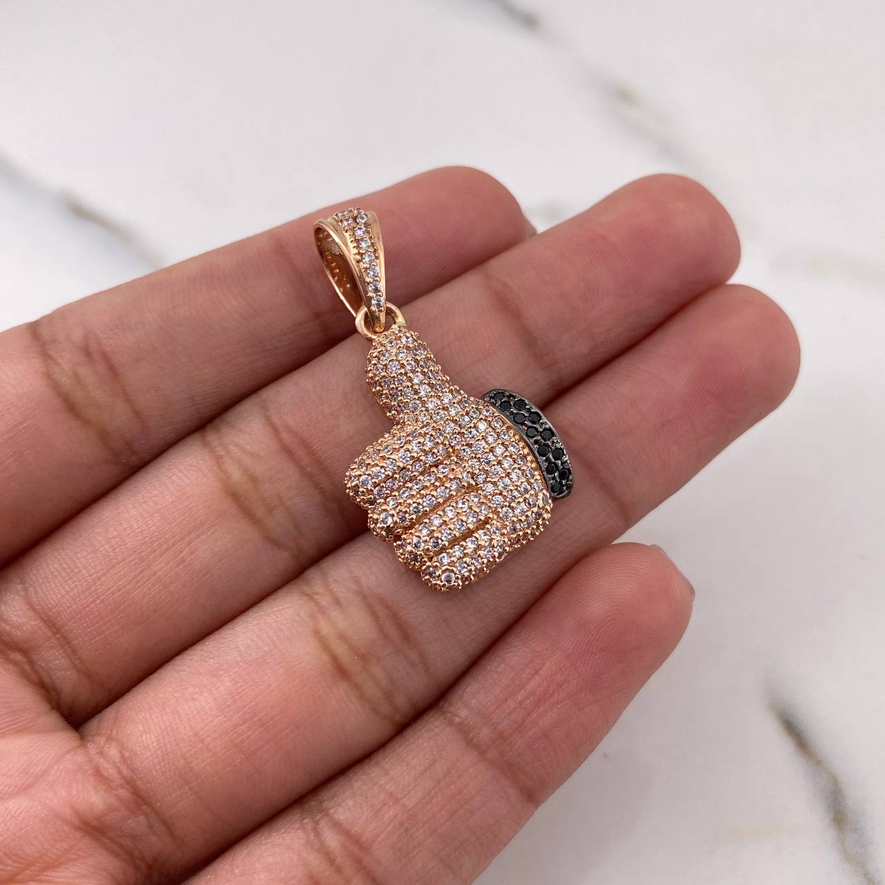 Pendant Like 4.9gr / 3.3cm / Black and White Zircons Two 18K Golds Black Pink $