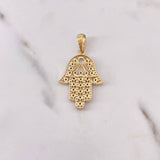 Pendant Hamsa Hand 3.9gr / 4cm / Black and White Zircons Two 18K Yellow and White Gold $