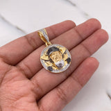 Pendant Viking 7.3gr / 3.5cm / Brown and White Zircons Three 18K Gold $