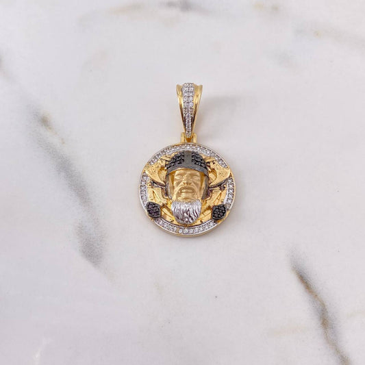 Pendant Viking 7.3gr / 3.5cm / Brown and White Zircons Three 18K Gold $