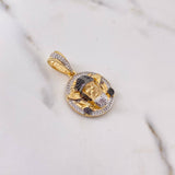 Pendant Viking 7.3gr / 3.5cm / Brown and White Zircons Three 18K Gold $