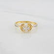Anillo Solitario Flor 2.4g / T6 3/4 Dos Oros Amarillo Blanco 18K