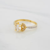 Anillo Solitario Flor 2.4g / T6 3/4 Dos Oros Amarillo Blanco 18K
