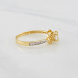 Anillo Solitario Flor 2.4g / T6 3/4 Dos Oros Amarillo Blanco 18K