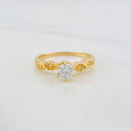 Anillo Solitario Hojas 2.75g / T6 Oro Amarillo 18K