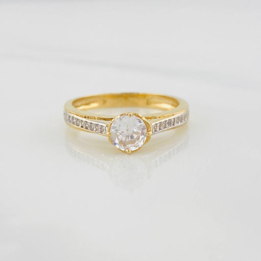 Anillo Solitario Churumbela Corazón 2.55g / T6 Dos Oros Amarillo Blanco 18K