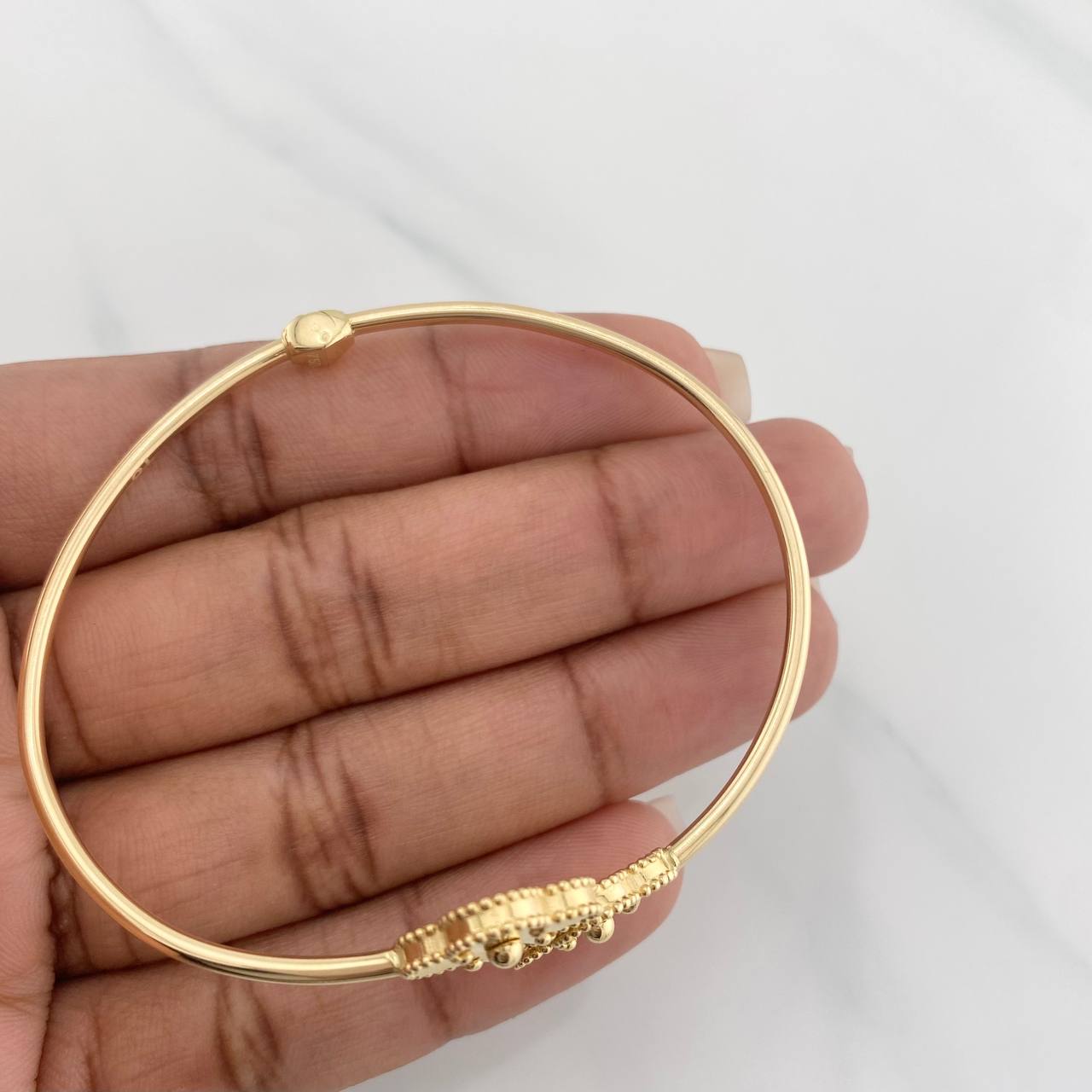 Pulso Aro Trebol 7.4g / 7 in / 2mm Oro Amarillo 18K