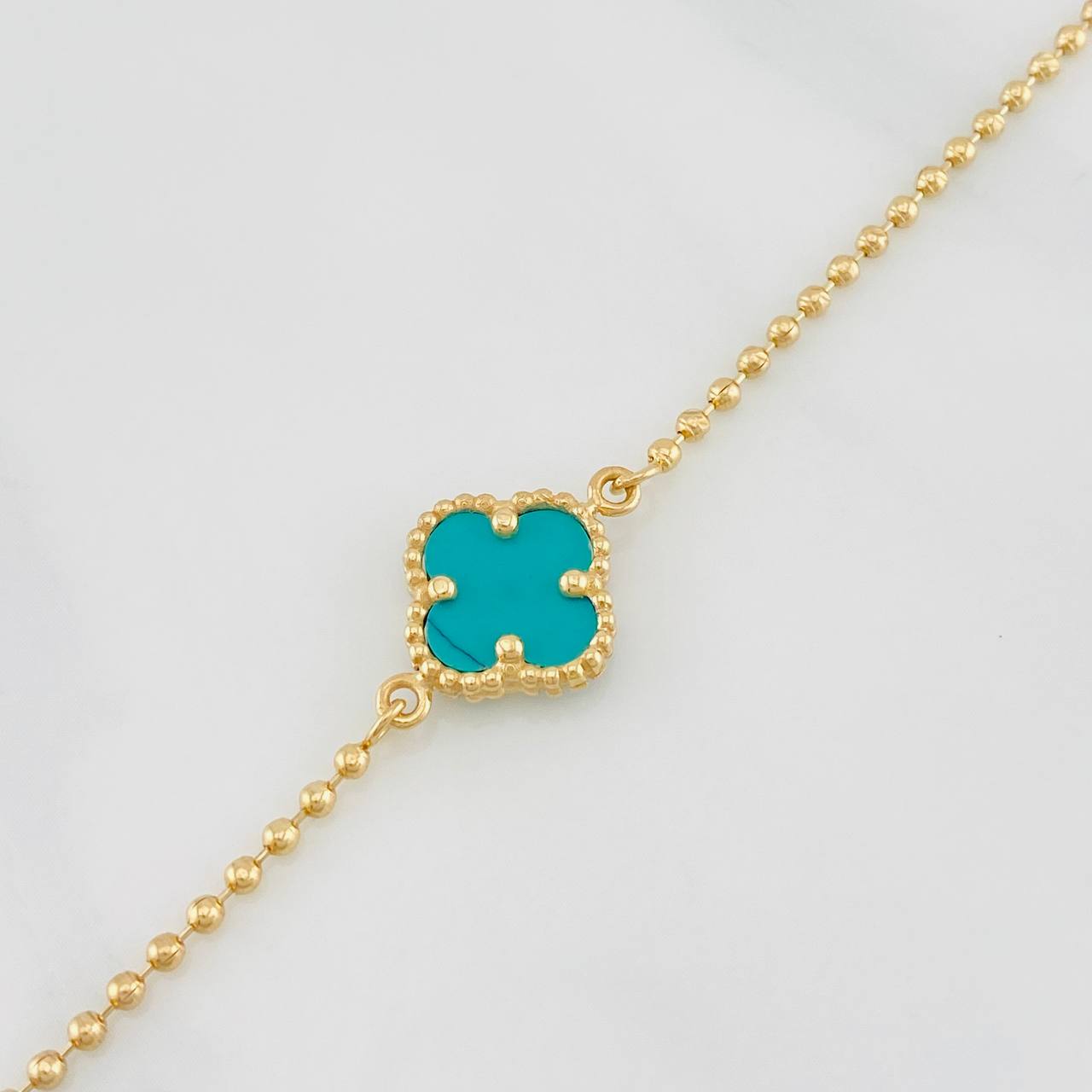 Clover Bracelet Military Diamond Cut 3.2g / 7 in / 1.64mm Yellow Gold 18K