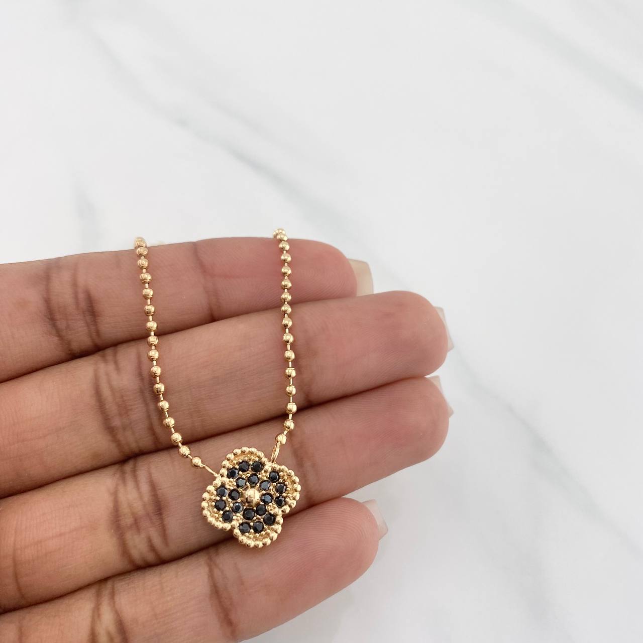 Clover Chain Military 7.35g / 16 1/2 in / 1.65mm Yellow Gold 18K