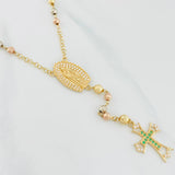 Rosary Guadalupe Cross 10.6g / 23 1/2 in / 4mm-5mm Three Golds 18K