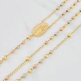 Rosary Guadalupe Cross 10.6g / 23 1/2 in / 4mm-5mm Three Golds 18K