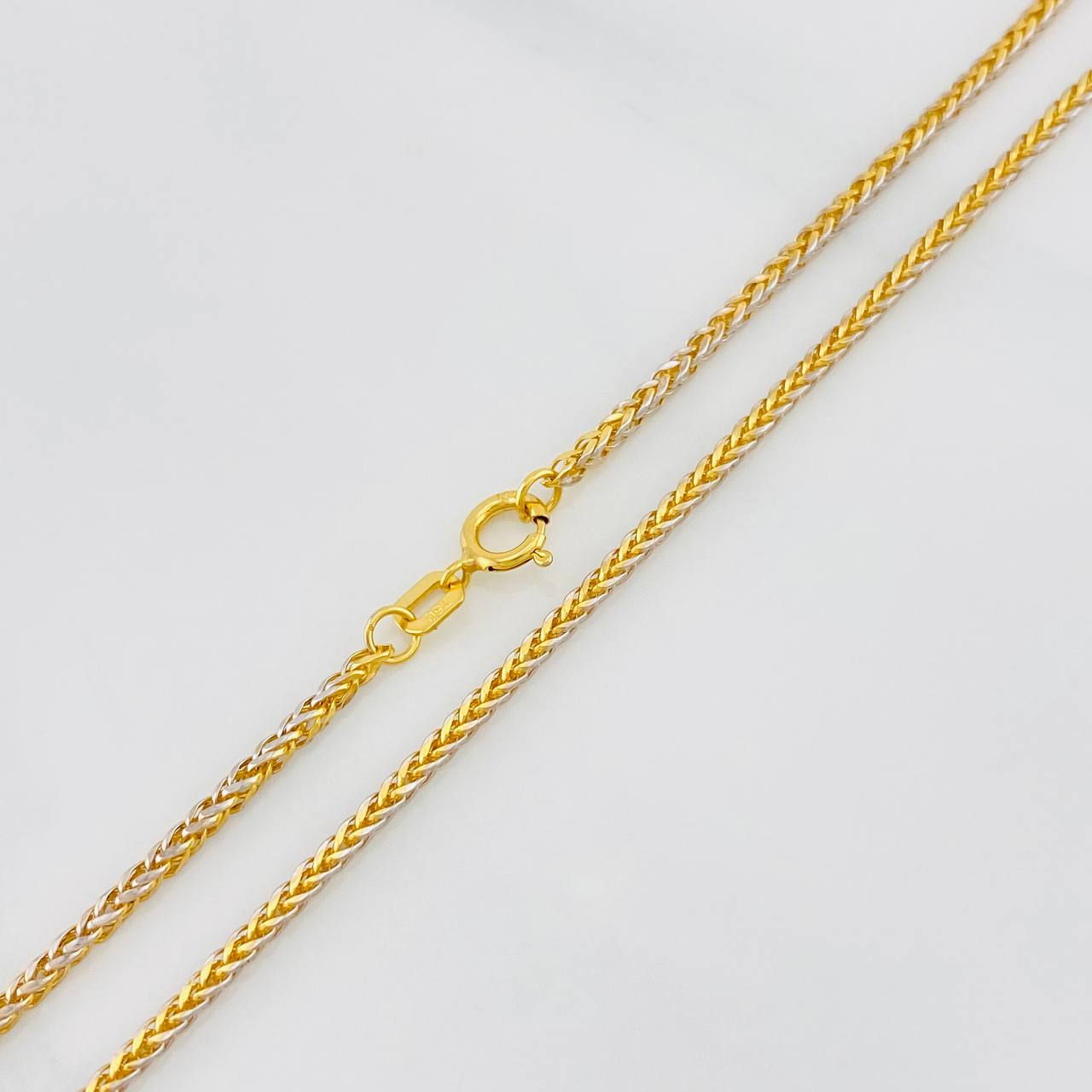 Cadena Franco 2.6g / 23 1/2 in / 1.29mm Dos Oros Amarillo Blanco 18K