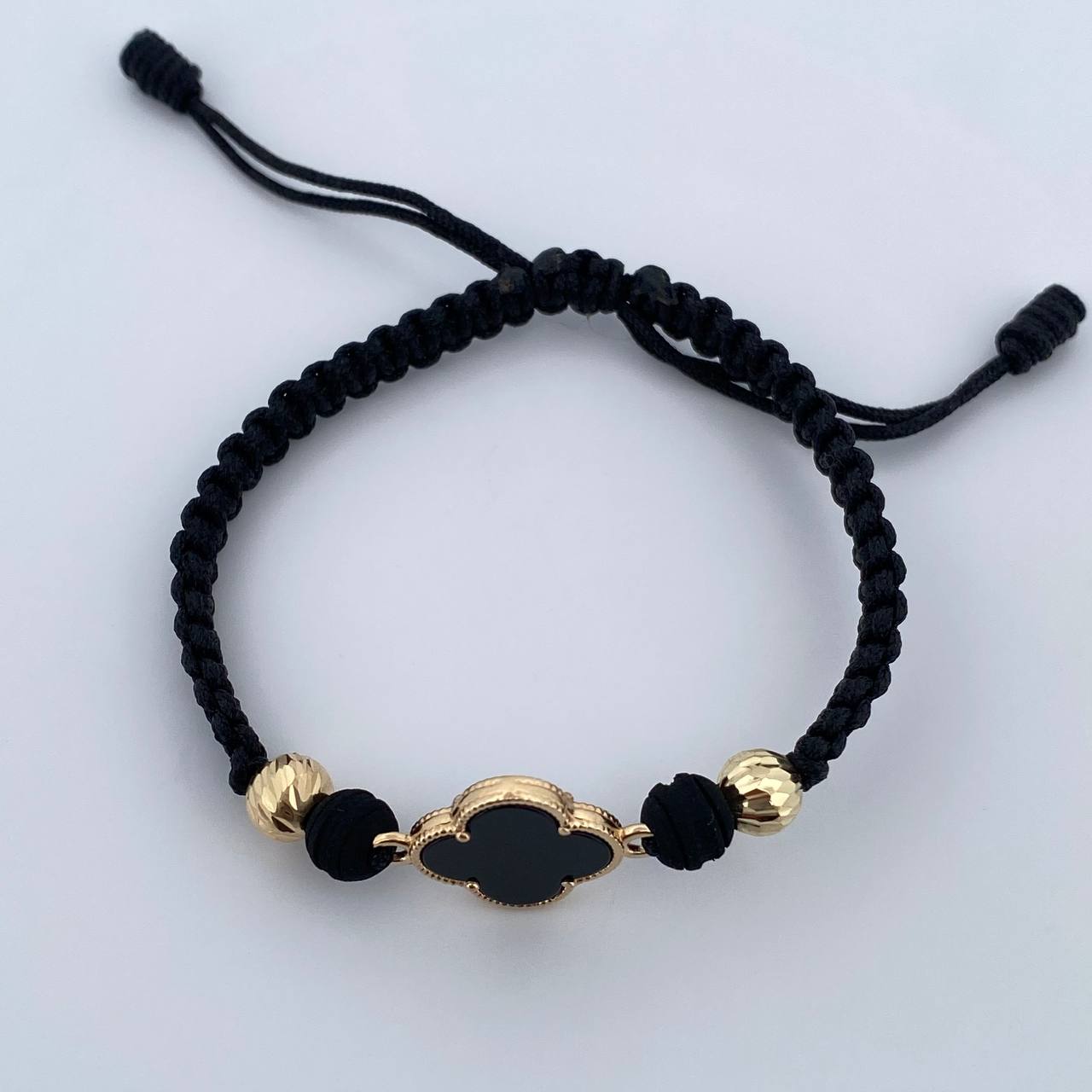 Black Bracelet Clover 2.15gr / 18K Gold &