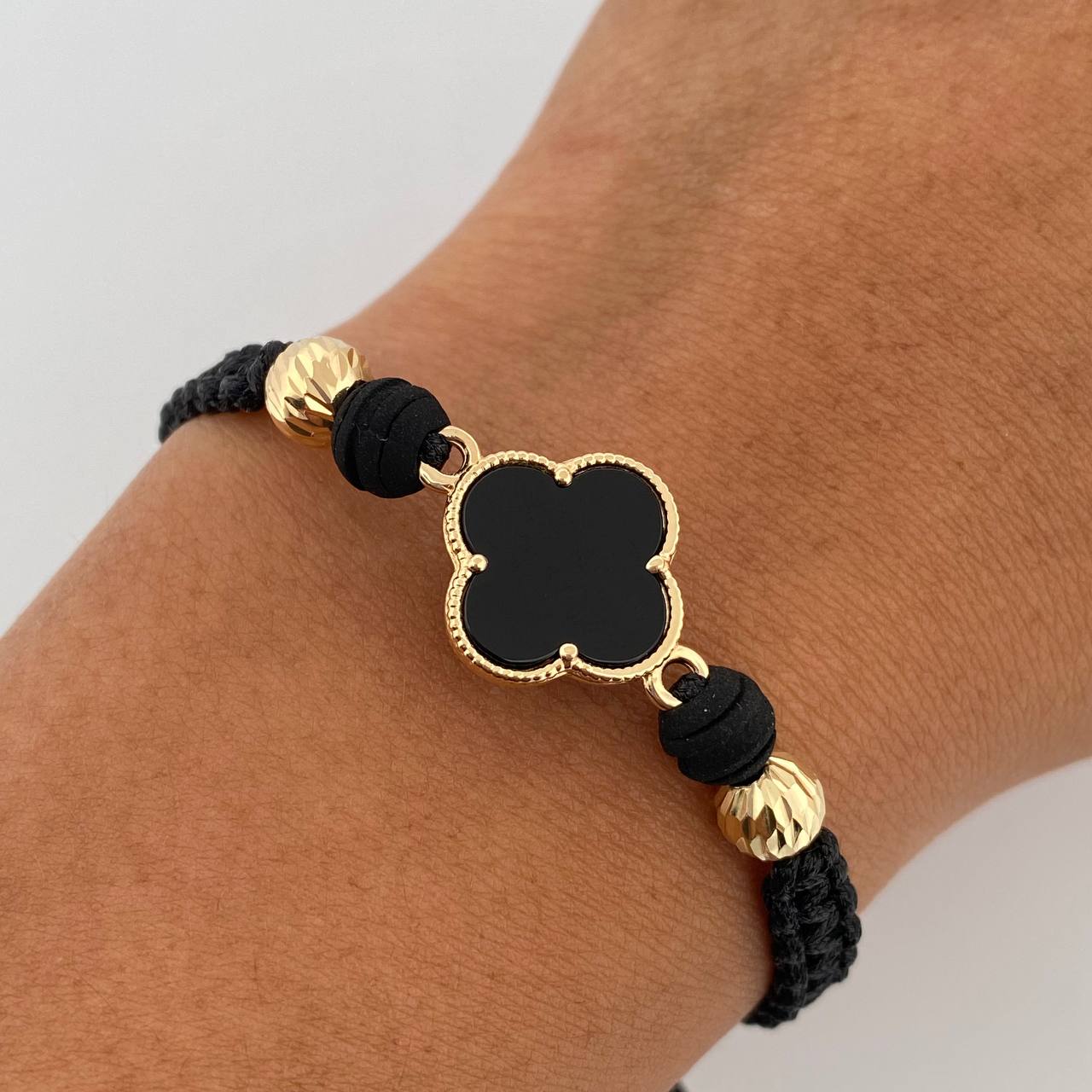 Black Bracelet Clover 2.15gr / 18K Gold &