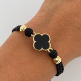 Black Bracelet Clover 2.15gr / 18K Gold &