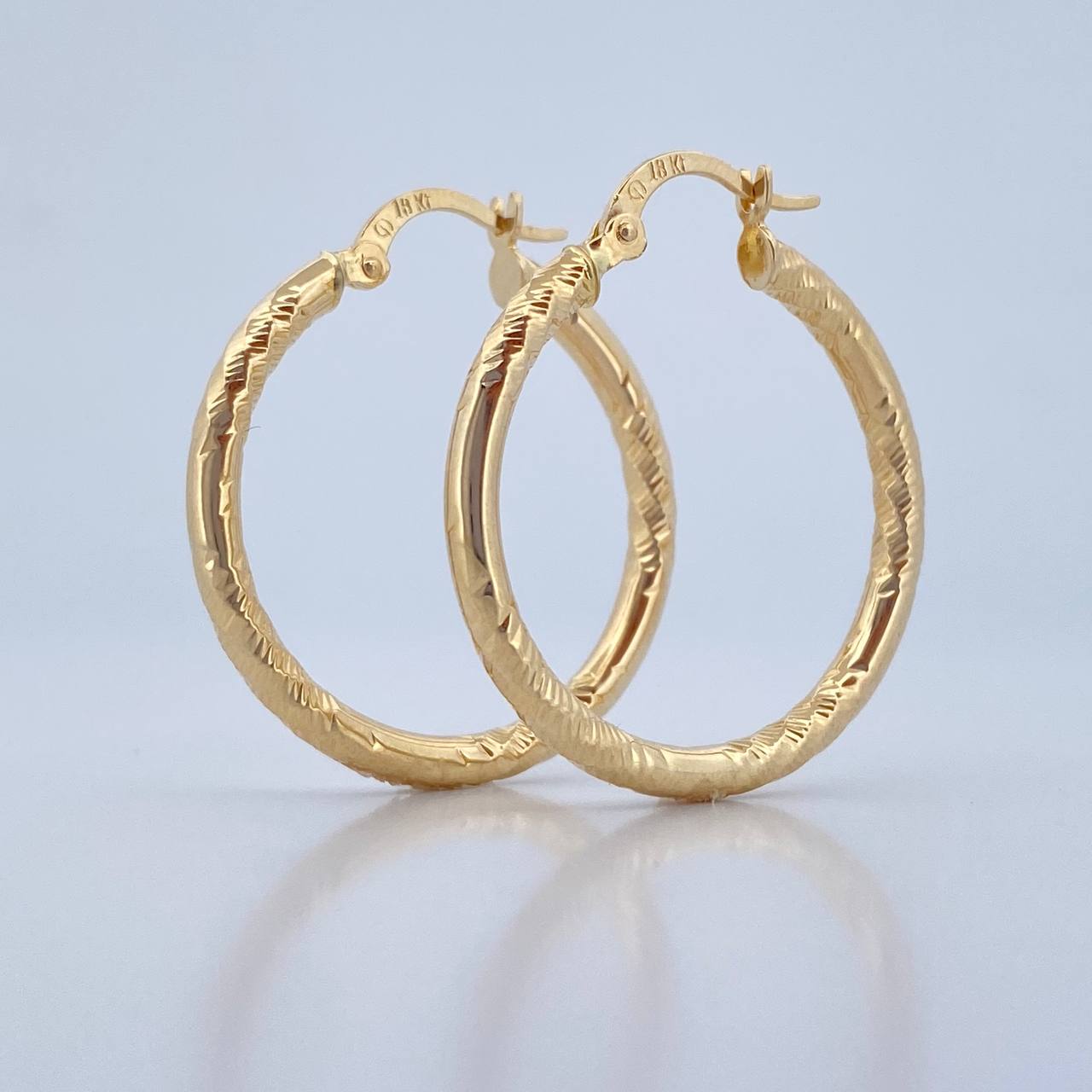 Hoop Earrings Abel 2.75gr / 3.2cm / Diamond Cut 18K Yellow Gold &