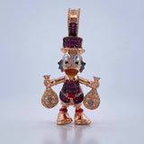 Pendant Duck Bags Money 5.95gr / 3.5cm / Fuchsia Black White Zircons Three 18K Golds &
