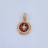 Pendant Roulette 6.5gr / 3.1cm / White Zircons Two Yellow and White 18K Gold &
