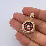 Pendant Roulette 6.5gr / 3.1cm / White Zircons Two Yellow and White 18K Gold &
