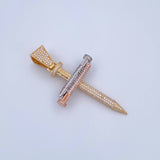 Pendant Nail Cross 9.55gr / 5.9cm / White Zirconia Three 18K Gold &