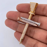 Pendant Nail Cross 9.55gr / 5.9cm / White Zirconia Three 18K Gold &