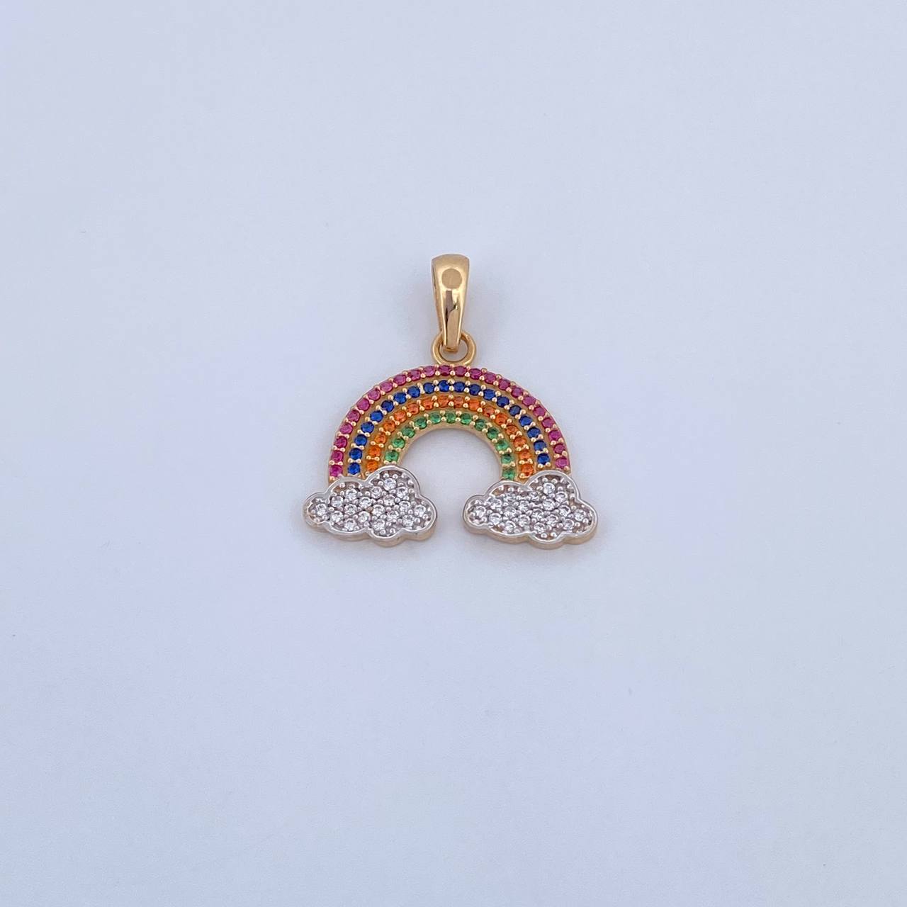 Pendant Rainbow 2.4gr / 2.2cm / Colored Zircons Two 18K Yellow and White Gold &