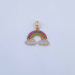 Pendant Rainbow 2.4gr / 2.2cm / Colored Zircons Two 18K Yellow and White Gold &