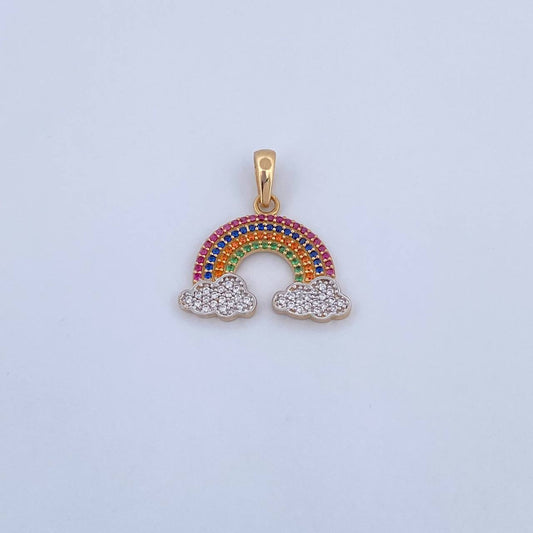 Pendant Rainbow 2.4gr / 2.2cm / Colored Zircons Two 18K Yellow and White Gold &
