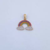 Pendant Rainbow 2.4gr / 2.2cm / Colored Zircons Two 18K Yellow and White Gold &