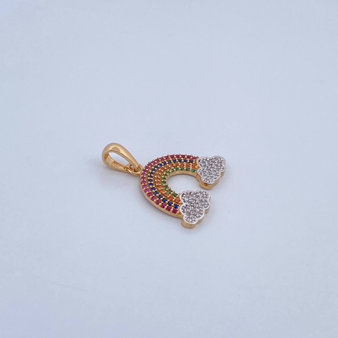 Pendant Rainbow 2.4gr / 2.2cm / Colored Zircons Two 18K Yellow and White Gold &