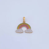Pendant Rainbow 2.55gr / 2.2cm / Colored Zircons Two 18K Yellow and White Gold &