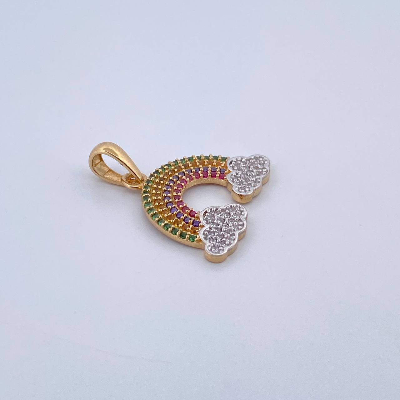 Pendant Rainbow 2.55gr / 2.2cm / Colored Zircons Two 18K Yellow and White Gold &