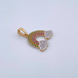 Pendant Rainbow 2.55gr / 2.2cm / Colored Zircons Two 18K Yellow and White Gold &